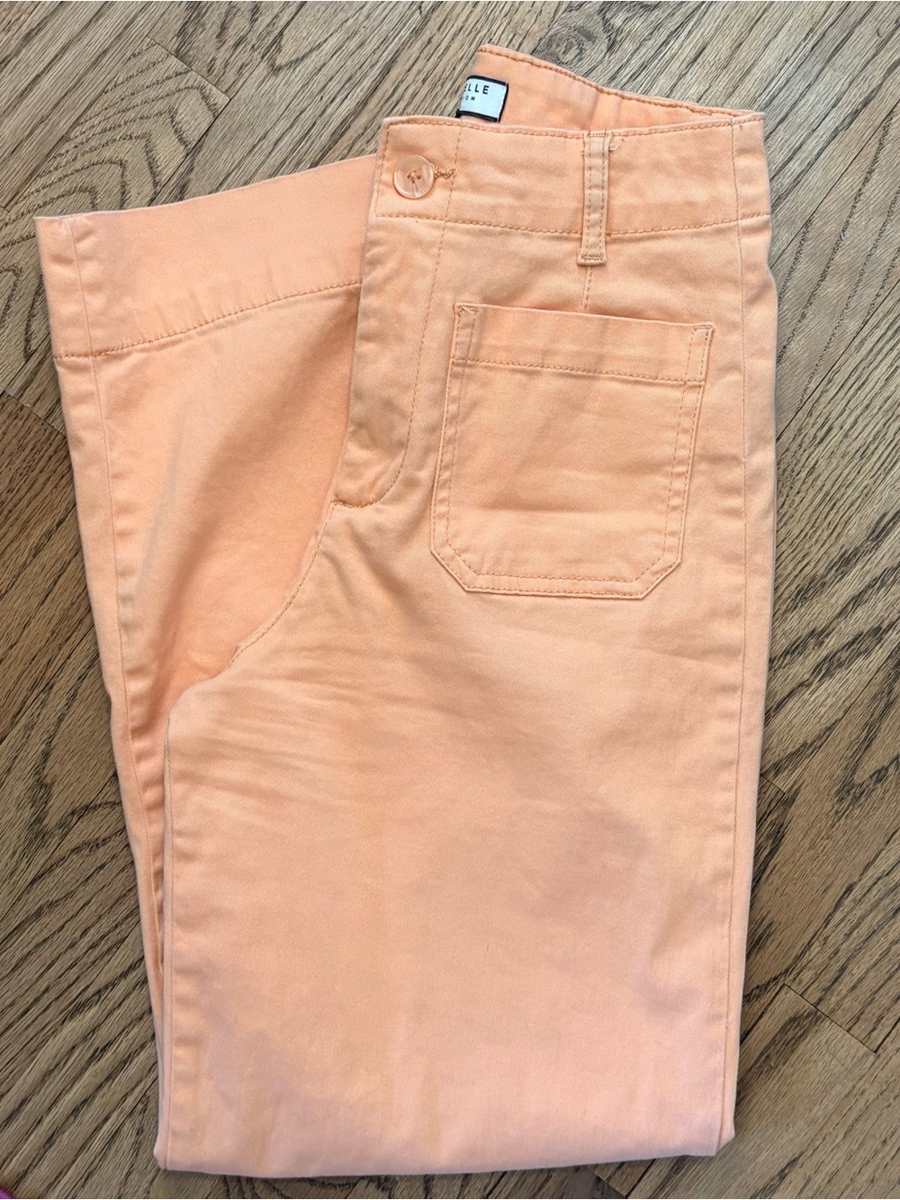 Orange Crop Wide Leg Pants With Front Pockets - 25 inch Inseam